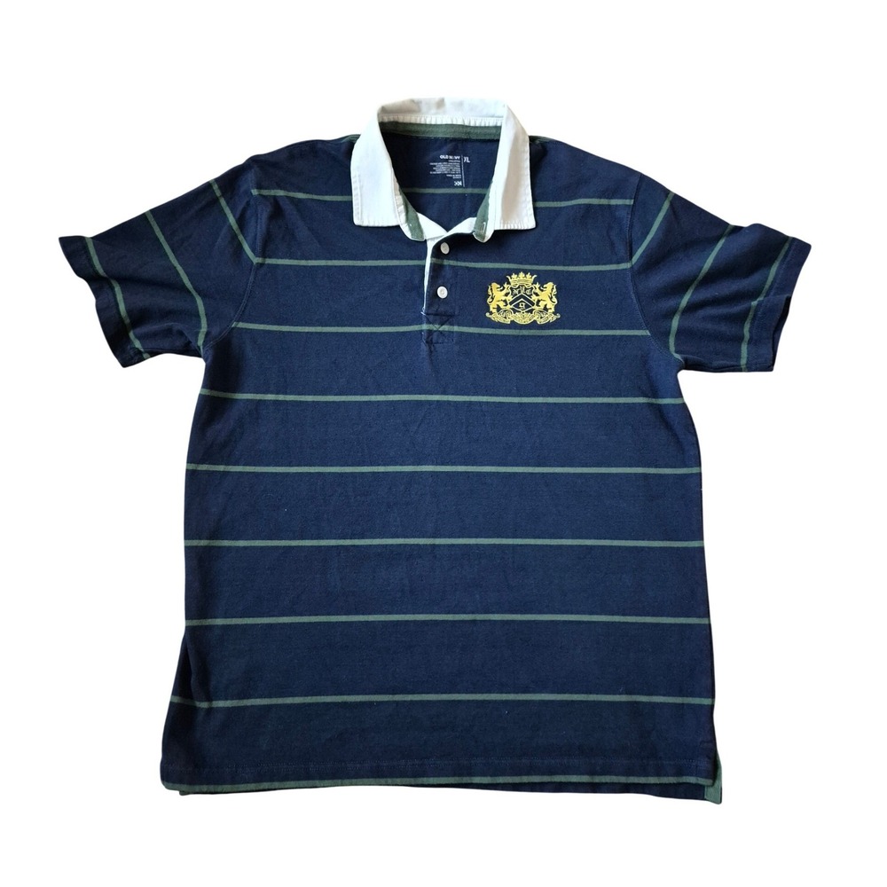 Old Navy Mens Size XL Blue Stripped Collar Shirt Academia Scholar Preppy